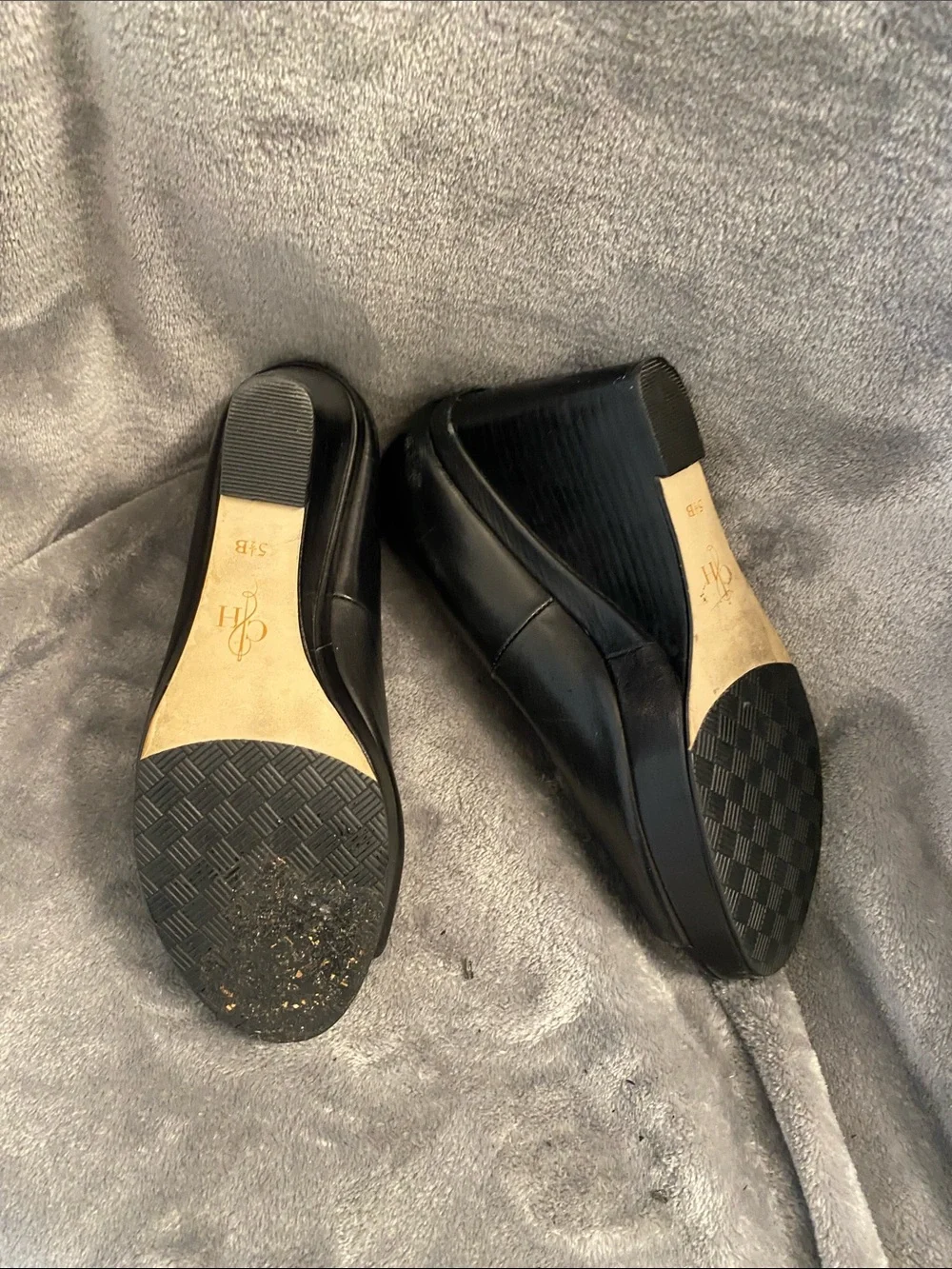 Cole Haan Black Leather Peep-Toe Heels